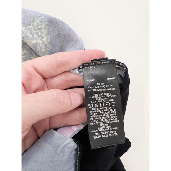 Ted Baker Womens Black Floral Panel Long Sleeves Open Front Cardigan Size 1 - Picture 4 of 4